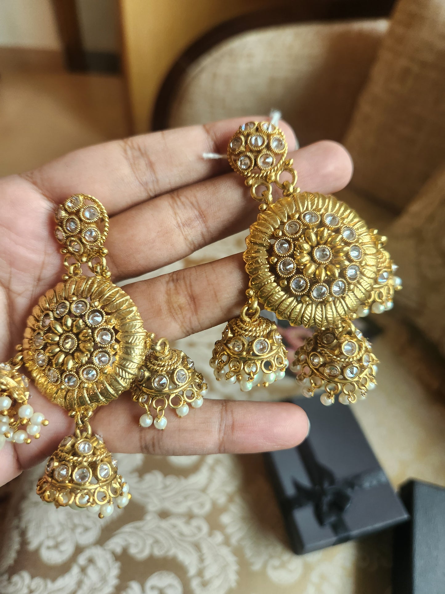 Indian Polki Jhumki Earrings