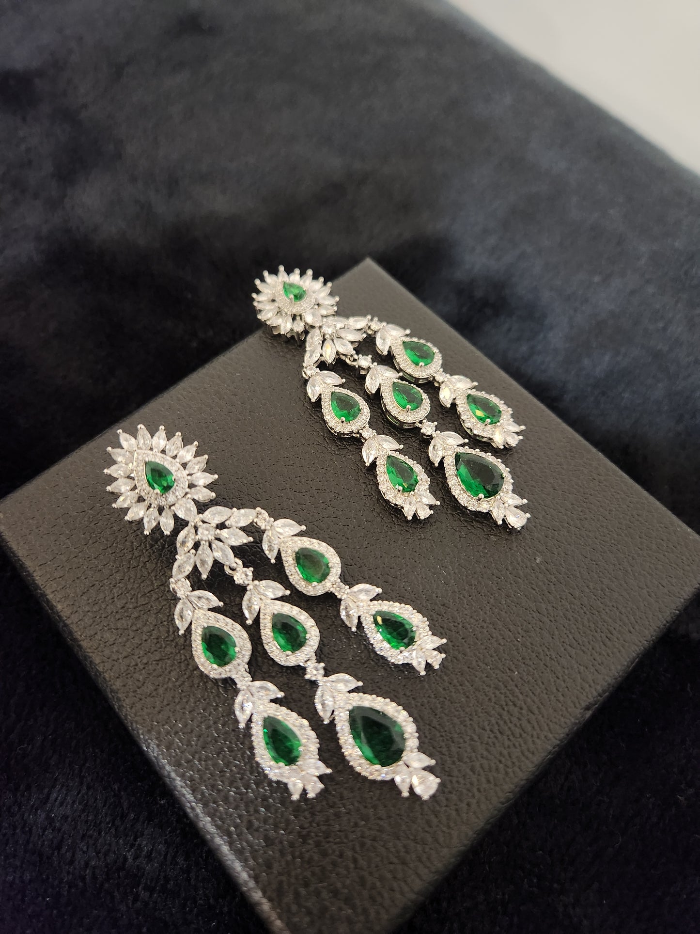 Emerald Diamontes Earrings