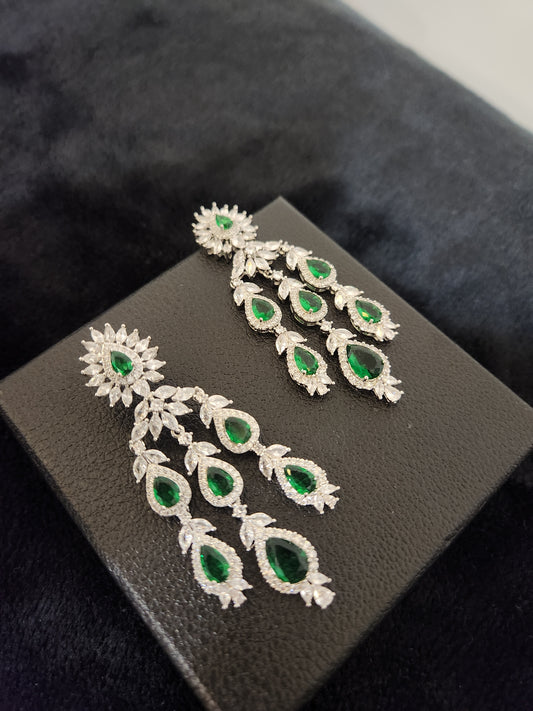 Emerald Diamontes Earrings