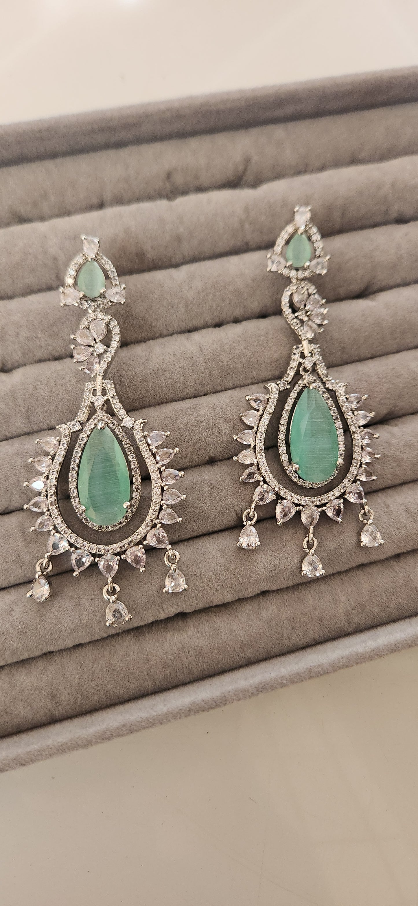 Mint Green Zircon Earrings