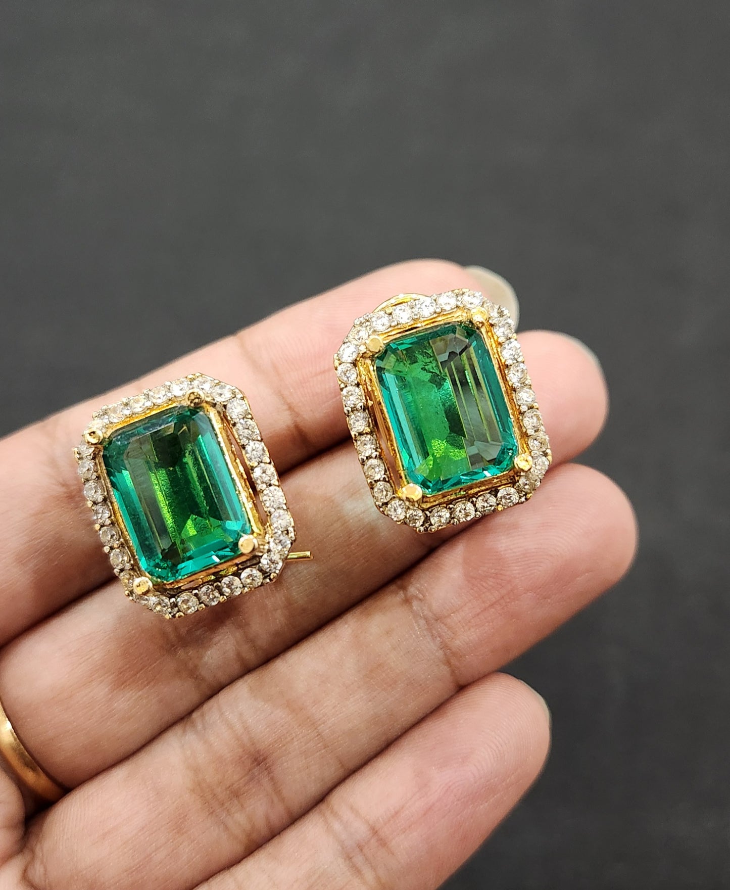 Emerald Doublet Stone Studs