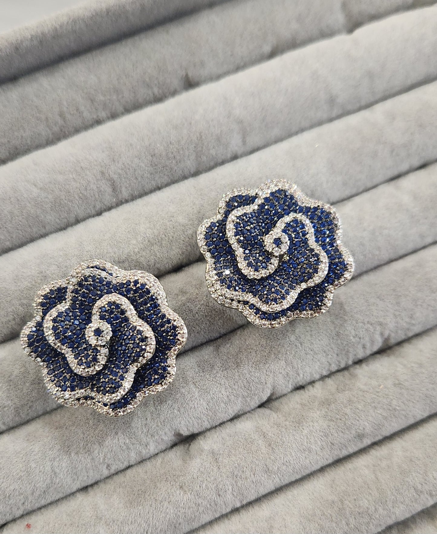 Blue Zircon Rose Studs