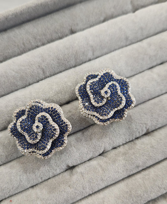 Blue Zircon Rose Studs