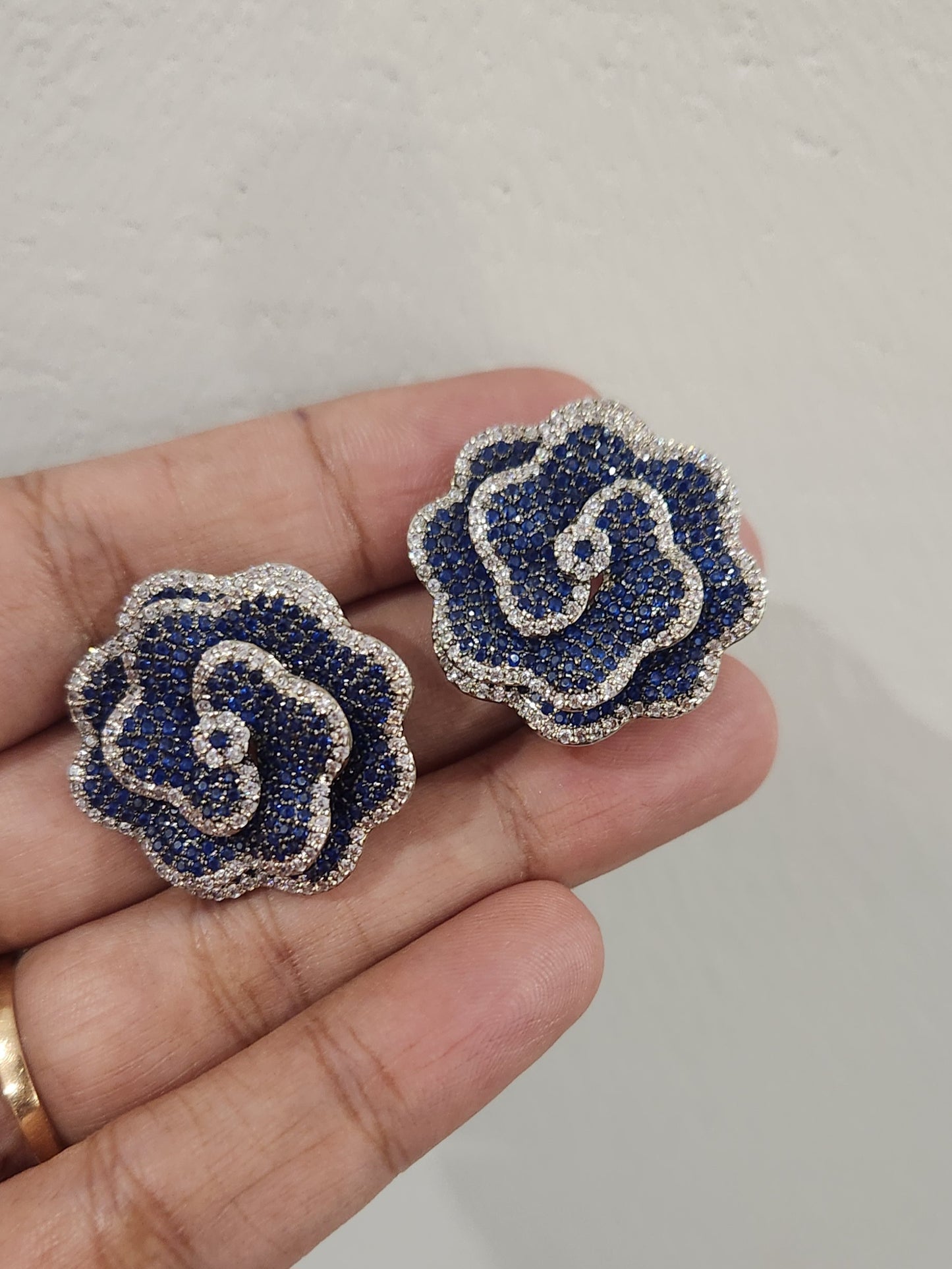 Blue Zircon Rose Studs