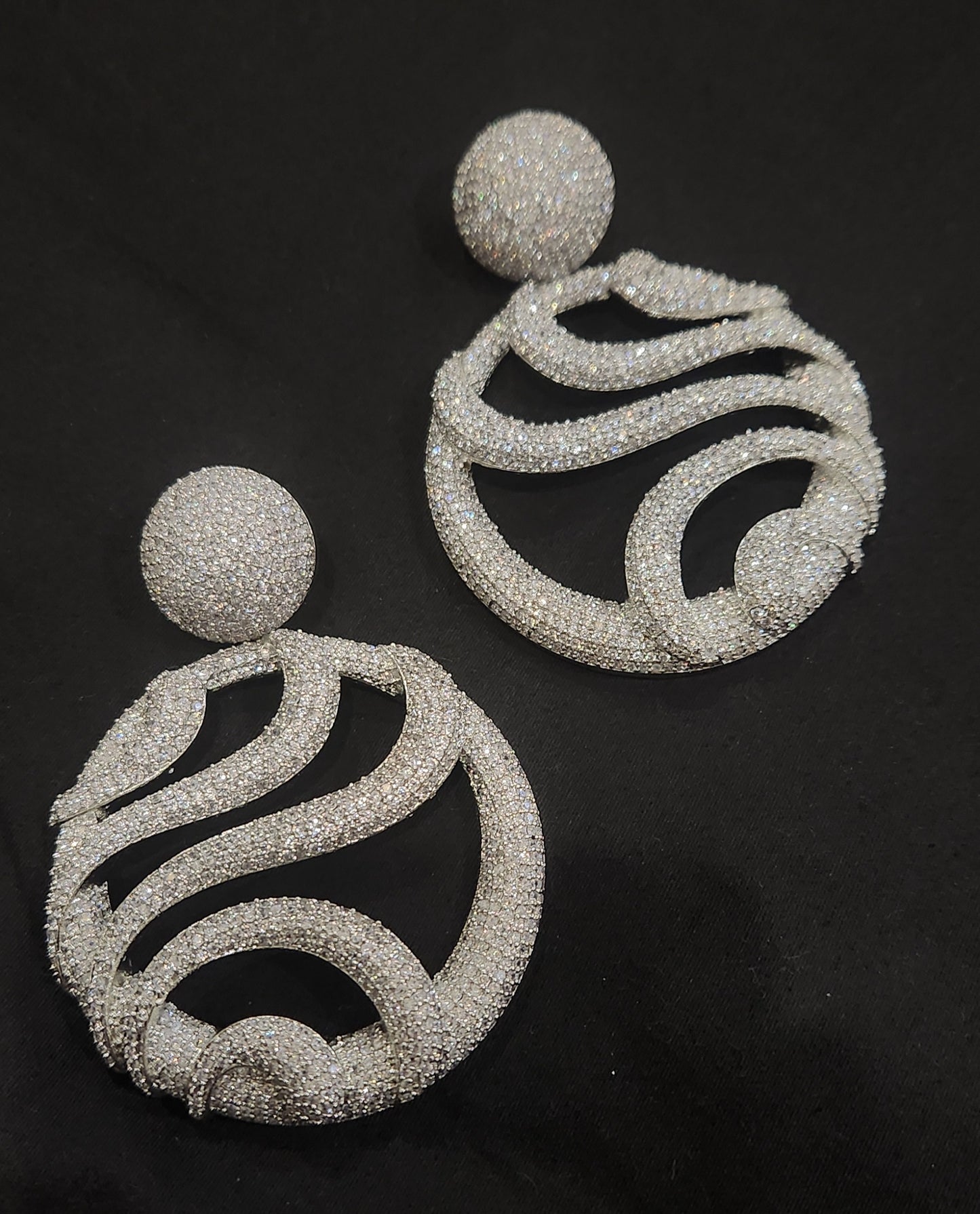 Silver Zircon Hoops Earrings