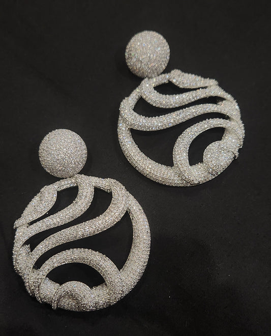 Silver Zircon Hoops Earrings