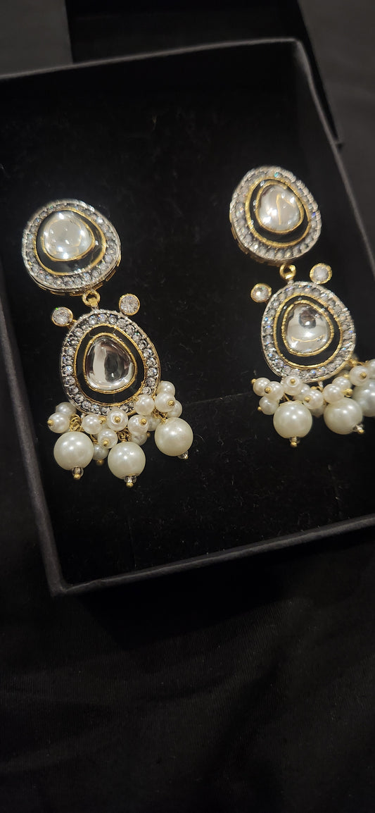 Polki Pearl Earrings