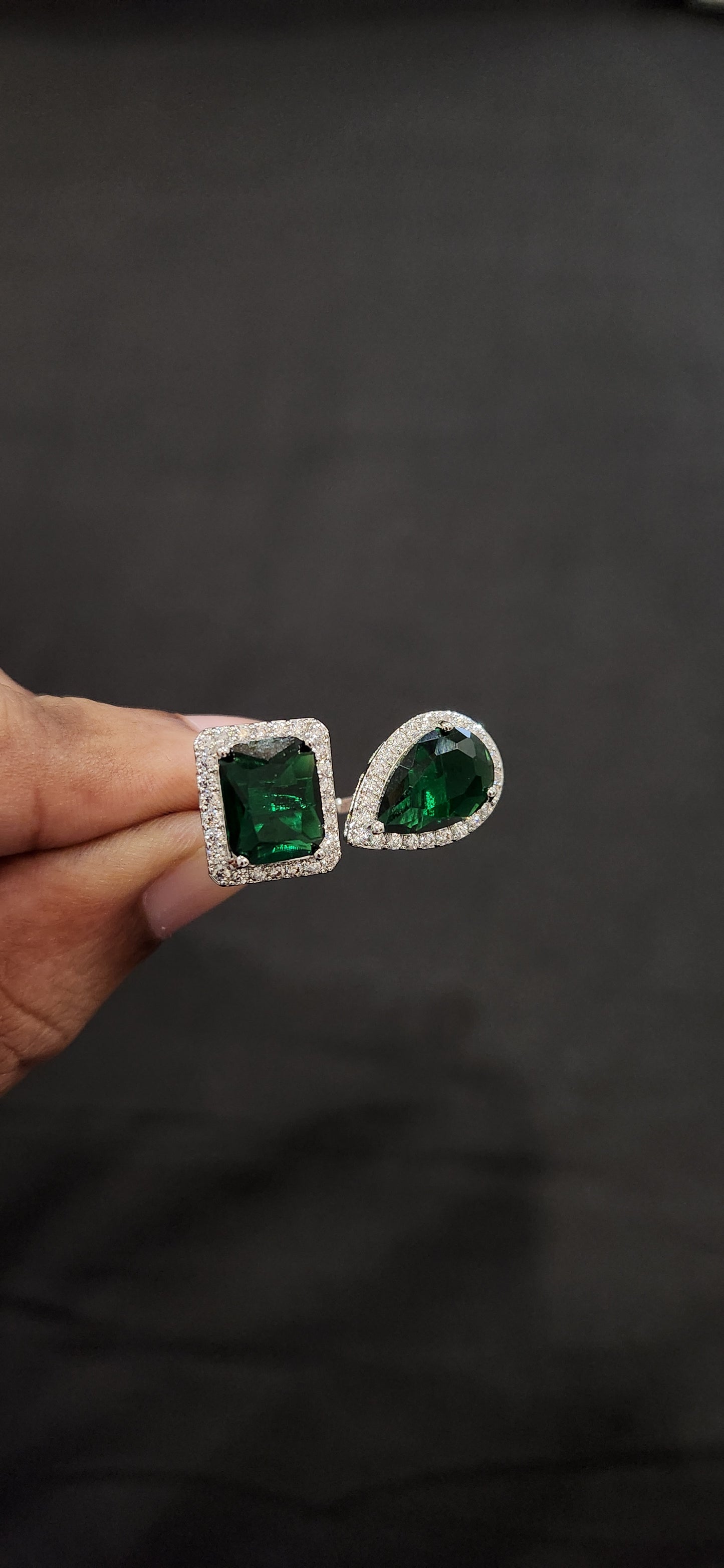 Geometric Emerald Ring