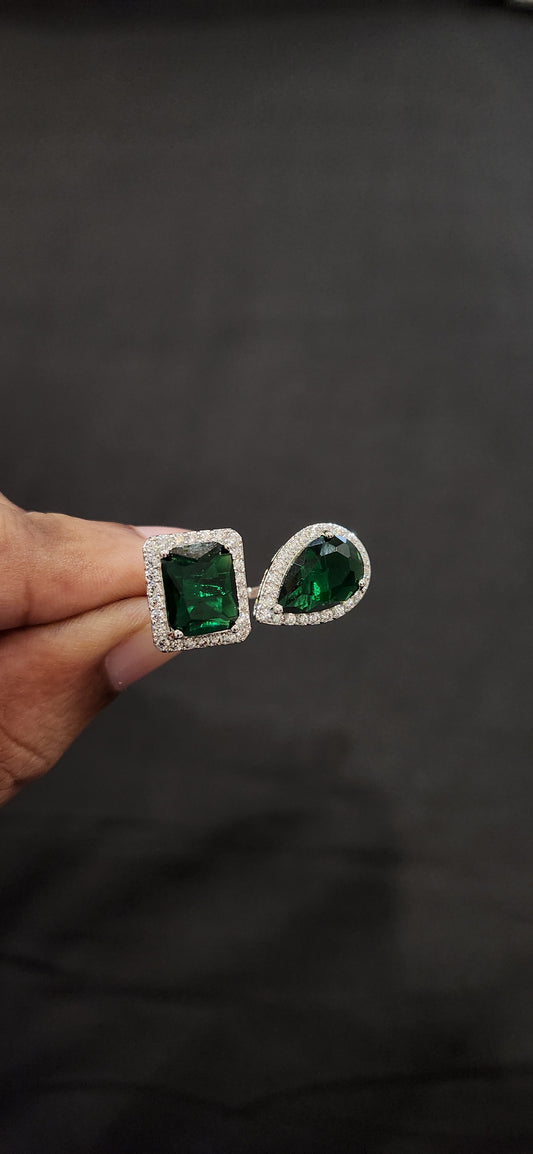 Geometric Emerald Ring